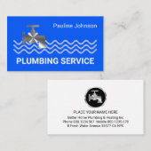 Silver Faucet On Bright Blue Wave Visitekaartje (Voorkant / Achterkant)