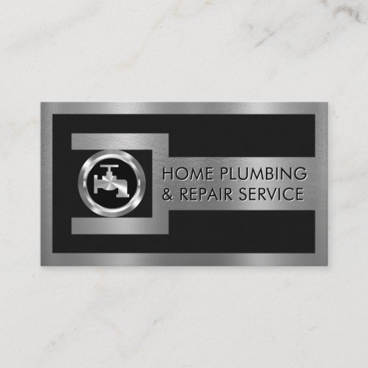 Silver Faucet On Pipe Wrench Frame Visitekaartje (Voorkant)