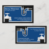 Silver Faucet Pipe Blue Flood Waters Plumber Visitekaartje (Voorkant / Achterkant)