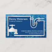 Silver Faucet Pipe Blue Water Plumbing Visitekaartje (Voorkant)