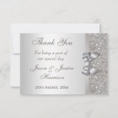 Silver Faux Bow & Diamonds Hartelijk dank Bedankkaart (Achterkant)