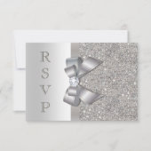 Silver Faux Bow & Diamonds RSVP (Voorkant)