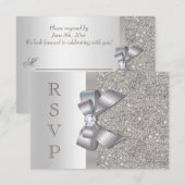 Silver Faux Bow & Diamonds RSVP (Voorkant / Achterkant)