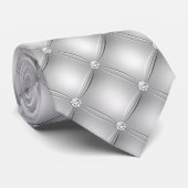 Silver Faux Diamond Fancy Luxe Stropdas (Opgerold)