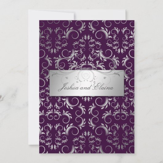 Silver {Faux} Divine | Eggplant Kaart (Voorkant)