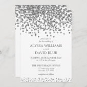 Silver Faux Foil Confetti Elegant Wedding Kaart (Voorkant / Achterkant)