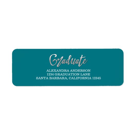 Silver Faux Folie Afstuderen Adresetiketten Etiket (Voorkant)