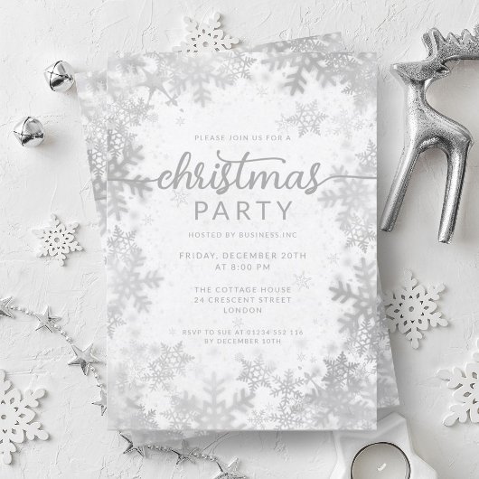 Silver Faux Folie Snowflakes Kerstfeest Kaart