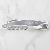 Silver Faux, geborsteld metaal, aangepast script Kurkentrekker (Achterkant)