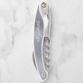 Silver Faux, geborsteld metaal, aangepast script Kurkentrekker (Achterkant)