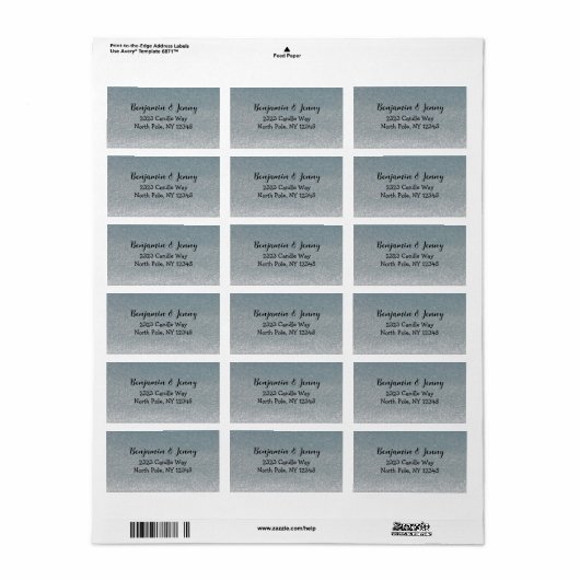 Silver Faux Glitter-adreslabel Etiket (Full Sheet)