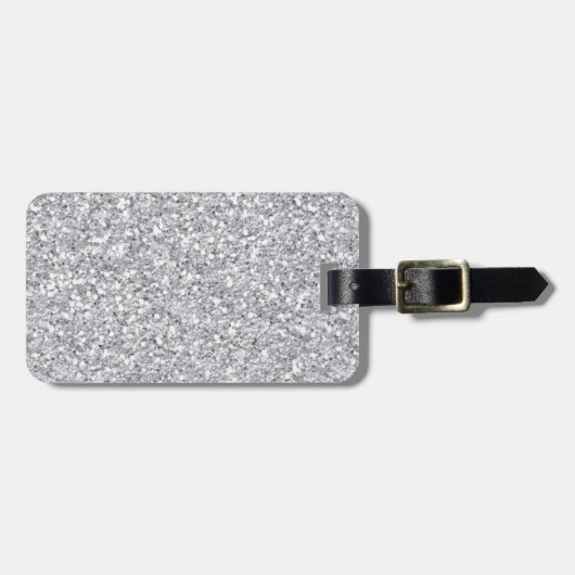 Silver Faux Glitter Bagagelabel (Voorkant horizontaal)