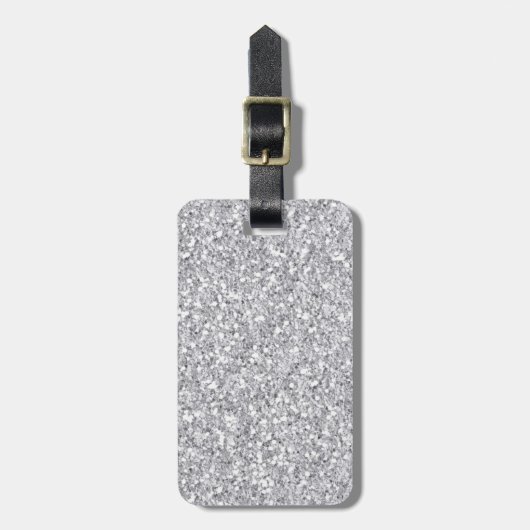 Silver Faux Glitter Bagagelabel (Voorkant verticaal)