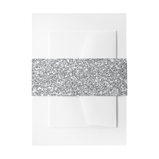 Silver Faux Glitter Belly Band Uitnodigingen Wikkel (Voorkant Voorbeeld)