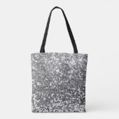 Silver Faux Glitter Bokeh Sparkles Monogram Tote Bag (Achterkant)