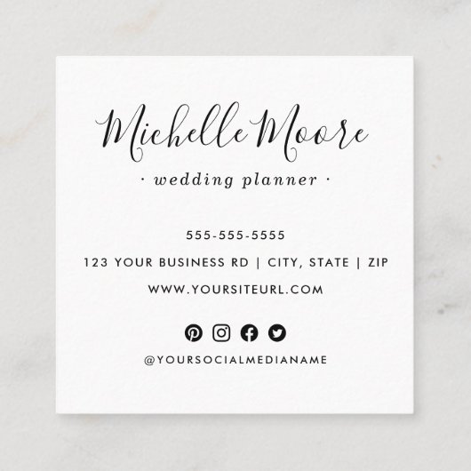 Silver faux glitter border custom logo elegant vierkante visitekaartje (Achterkant)