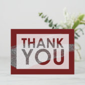 Silver Faux Glitter Brush on Burgundy with Cutout Bedankkaart (Staand voorkant)