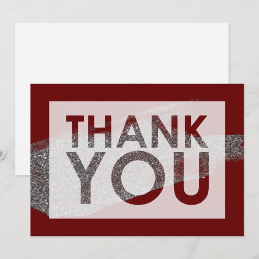 Silver Faux Glitter Brush on Burgundy with Cutout Bedankkaart (Voorkant / Achterkant)