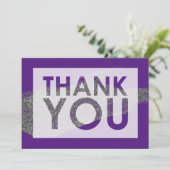 Silver Faux Glitter Brush on Paars with Cutout Bedankkaart (Staand voorkant)