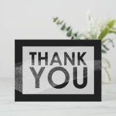 Silver Faux Glitter Brush over Black met Cutout Bedankkaart (Staand voorkant)