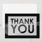 Silver Faux Glitter Brush over Black met Cutout Bedankkaart (Voorkant / Achterkant)