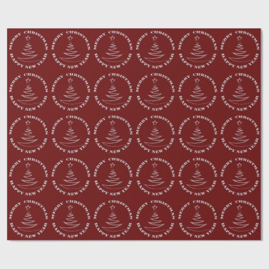 Silver Faux Glitter Burgundy Red Kerstmis Cadeaupapier (Vlak)
