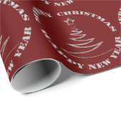 Silver Faux Glitter Burgundy Red Kerstmis Cadeaupapier (Rol Hoek)
