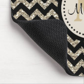 Silver Faux Glitter Chevron Monogram Muismat (Hoek)