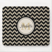 Silver Faux Glitter Chevron Monogram Muismat (Voorkant)