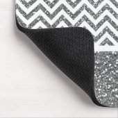 Silver Faux Glitter Chevron Muismat (Hoek)