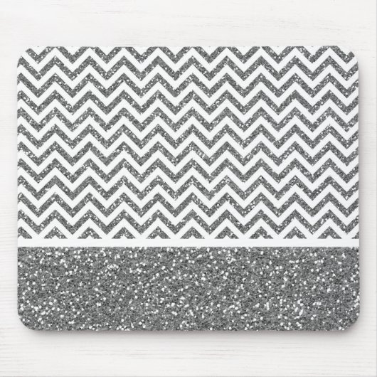 Silver Faux Glitter Chevron Muismat (Voorkant)