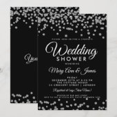 Silver Faux Glitter Confetti Black Couple's Shower Kaart (Voorkant / Achterkant)