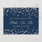 Silver Faux Glitter Confetti Navy Bridal Advice Advieskaart (Voorkant)