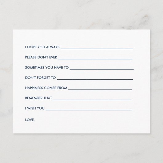 Silver Faux Glitter Confetti Navy Bridal Advice Advieskaart (Achterkant)