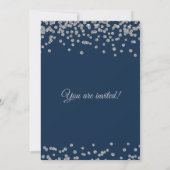 Silver Faux Glitter Confetti Navy Couple's Shower Kaart (Achterkant)