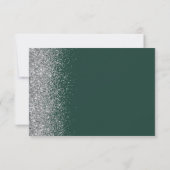 Silver Faux Glitter Edge Emerald Green RSVP Kaartje (Achterkant)