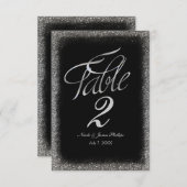 Silver Faux Glitter en Black Glam Table Card Numbe Kaart (Voorkant / Achterkant)