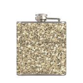 Silver Faux Glitter Glam Bling Personalized Metal Heupfles (Achterkant)