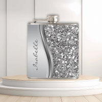Silver Faux Glitter Glam Bling Personalized Metal