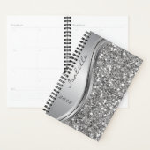 Silver Faux Glitter Glam Bling Personalized Metal Planner (Display)