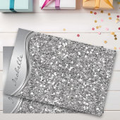 Silver Faux Glitter Glam Bling Personalized Metal Tissuepapier