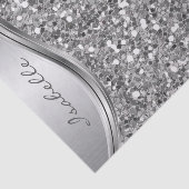 Silver Faux Glitter Glam Bling Personalized Metal Tissuepapier (Detail)