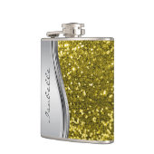 Silver Faux Glitter Glam Bling Persoonlijk Heupfles (Links)