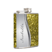 Silver Faux Glitter Glam Bling Persoonlijk Heupfles (Rechts)