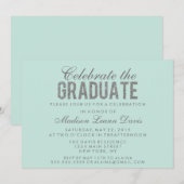 Silver Faux Glitter Graduation Party Invitation Kaart (Voorkant / Achterkant)