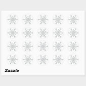 Silver Faux Glitter Kijk naar Kerstmis Snowflake Ronde Sticker (Vel)