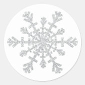 Silver Faux Glitter Kijk naar Kerstmis Snowflake Ronde Sticker (Voorkant)