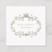 Silver Faux Glitter  Kroon Lijst Vierkante Visitekaartje (Voorkant)
