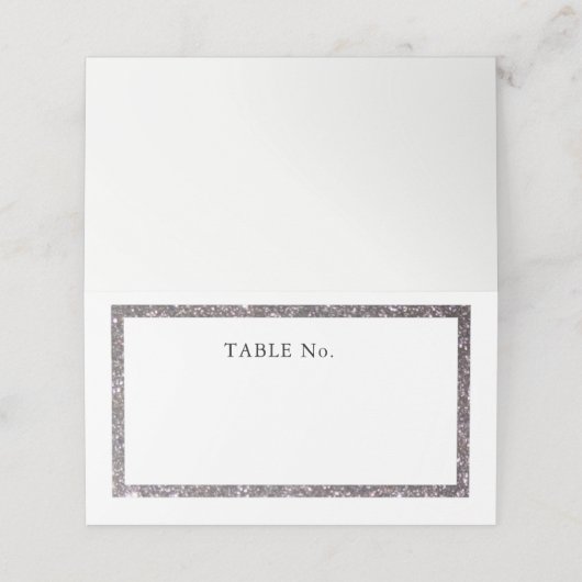 Silver Faux Glitter Lijst Blank Plaatskaartje (Buitenkant ongevouwen)