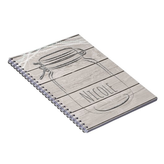 Silver Faux Glitter Mason Jar Sparkle Rustic Glam Notitieboek (Rechterzijde)